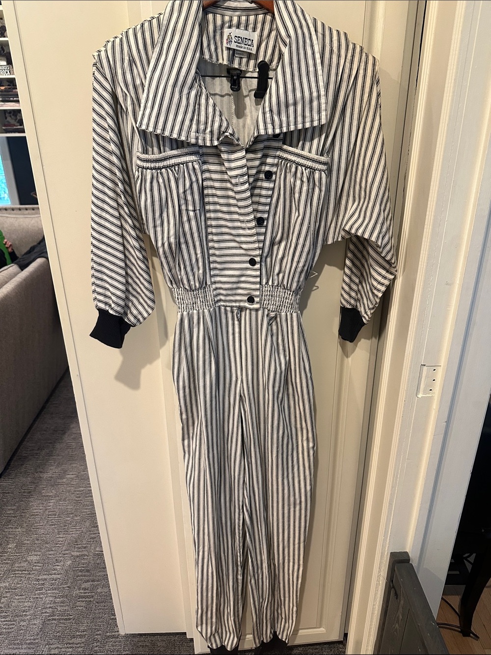 Vintage 1980's Seneca Striped Long-Sleeve Jumpsuit